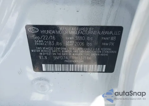 2017 Hyundai Elantra Se z USA, uszkodzony, nr VIN 5NPD74LF1HH137144